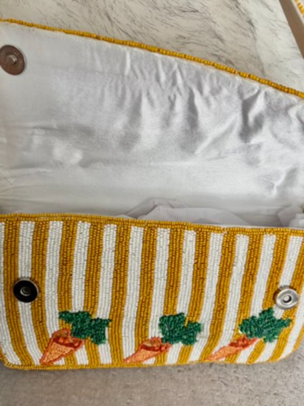 Viral Beaded Carrot Bag Handcrafted in India - Picture 4 of 5